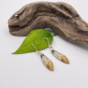 Acrylic Cut Butterfly Wing Earrings-Butterfly Sterling Silver Lever Back Dangles
